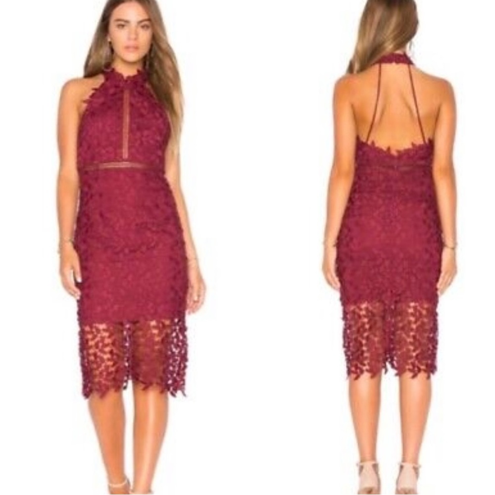 Bardot Lace Gemma Dress in Burgundy. Size 6. NWT.